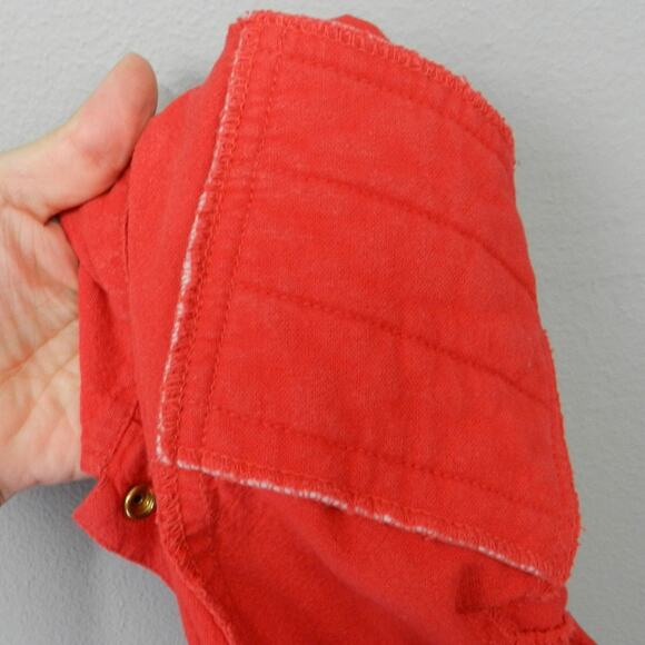 Vintage 80s LA Seat Covers Padded Shoulder Cropped Top Est Sz M Snap V Neck Red - Picture 10 of 10